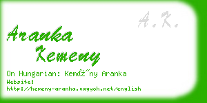 aranka kemeny business card